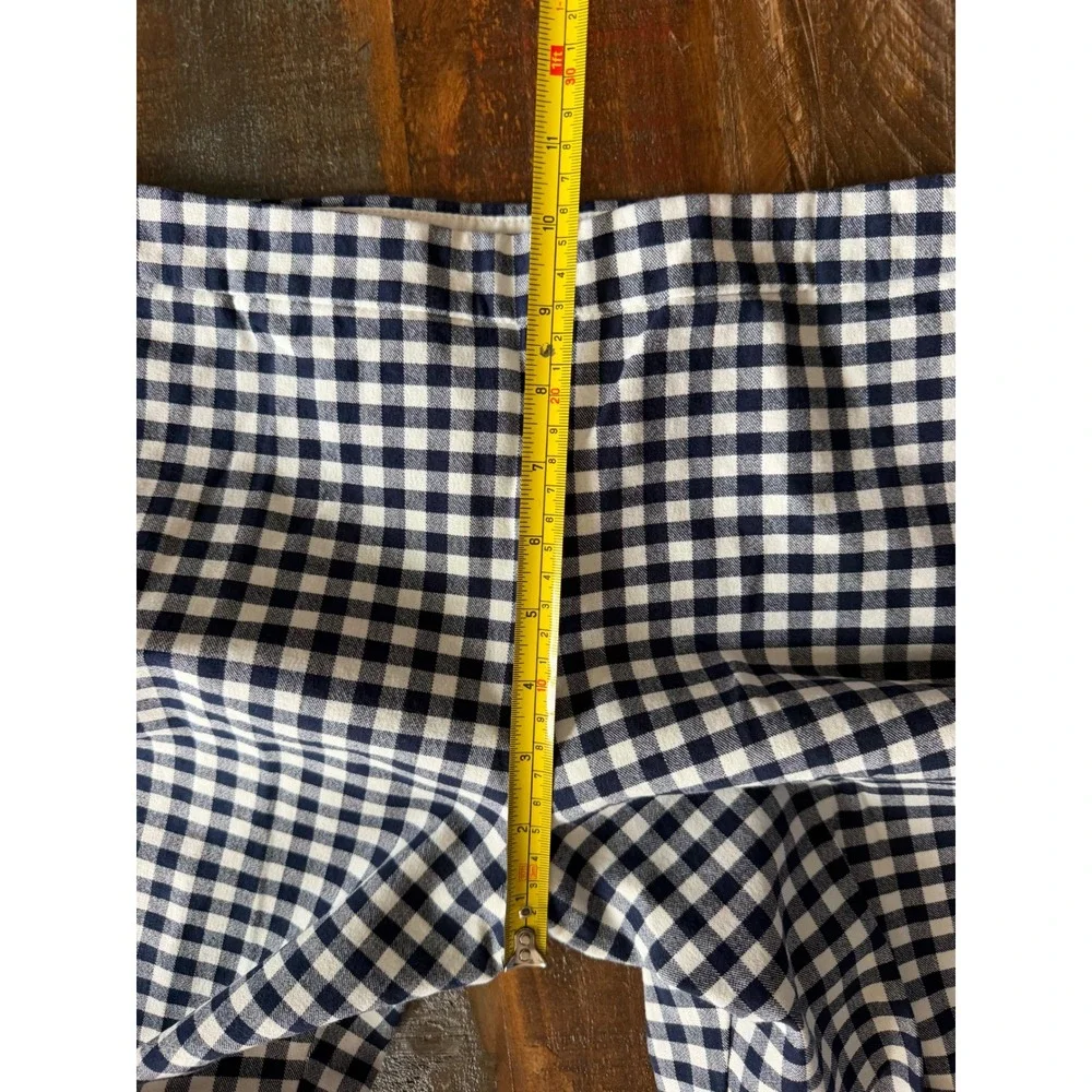 J. Crew Women's 8 Blue Gingham Martie Straight Leg Side Zip Pants | SKU 1137